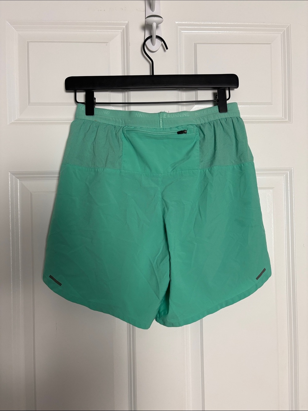 Nike Women's Mint Green Athletic Running Shorts with Navy Drawstring - Picture 4 of 4